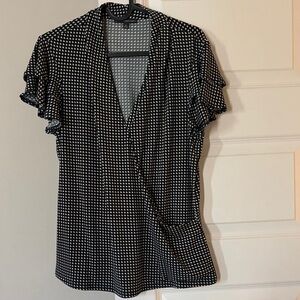 Adrianna Papell Black and White Patterned Blouse